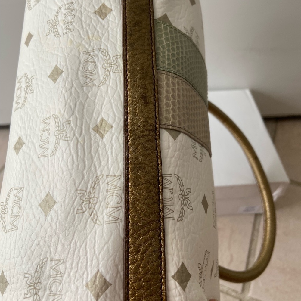 MCM White and Gold Handbag Euc - Picture 10 of 16